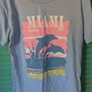 Miami Dolphin Graphic Tee - Pastel Blue & Pink